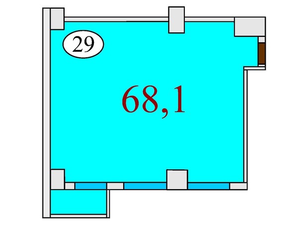 ЖК Баку: планування 2-кімнатної квартири 68.1 м²