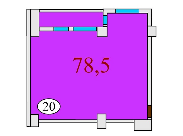 ЖК Баку: планування 2-кімнатної квартири 78.5 м²