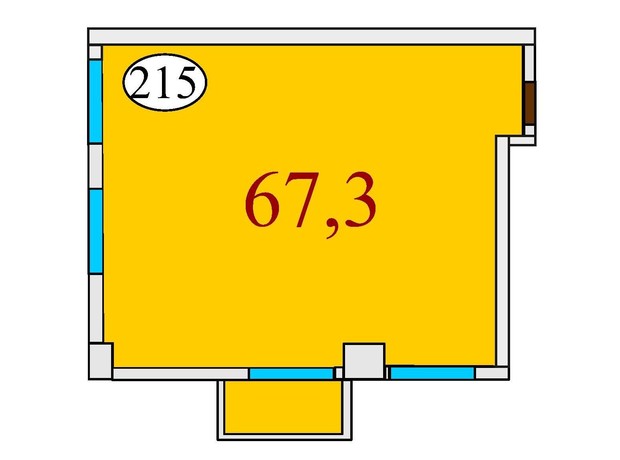 ЖК Баку: планировка 2-комнатной квартиры 67.3 м²