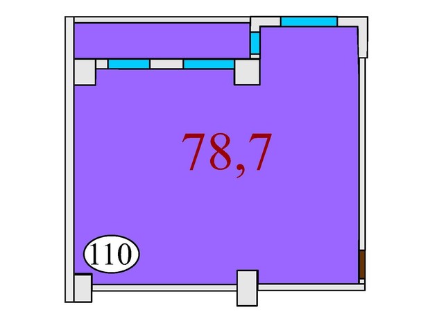 ЖК Баку: планування 2-кімнатної квартири 78.7 м²