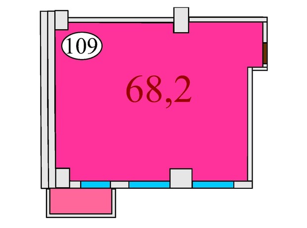 ЖК Баку: планировка 2-комнатной квартиры 68.2 м²