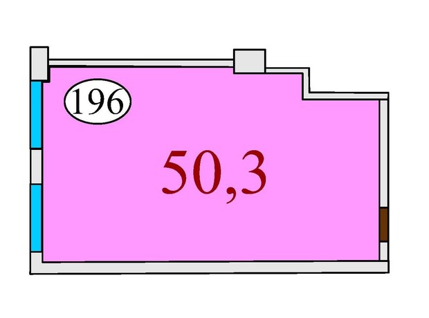 ЖК Баку: планировка 1-комнатной квартиры 50.3 м²