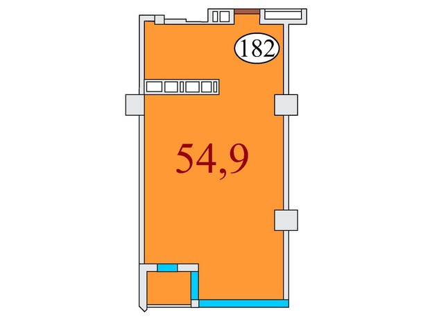 ЖК Баку: планировка 1-комнатной квартиры 54.9 м²