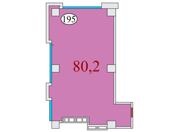 ЖК Баку: планування 2-кімнатної квартири 80.2 м²