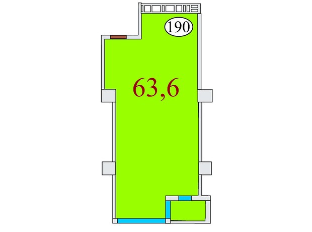 ЖК Баку: планування 2-кімнатної квартири 63.6 м²