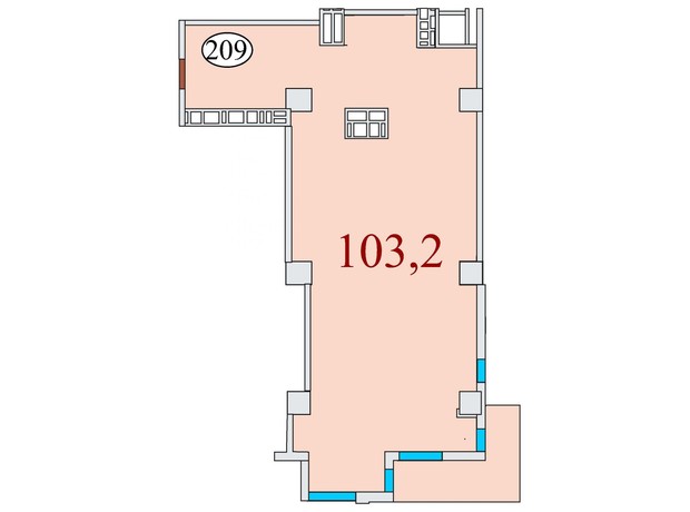 ЖК Баку: планировка 3-комнатной квартиры 103.2 м²