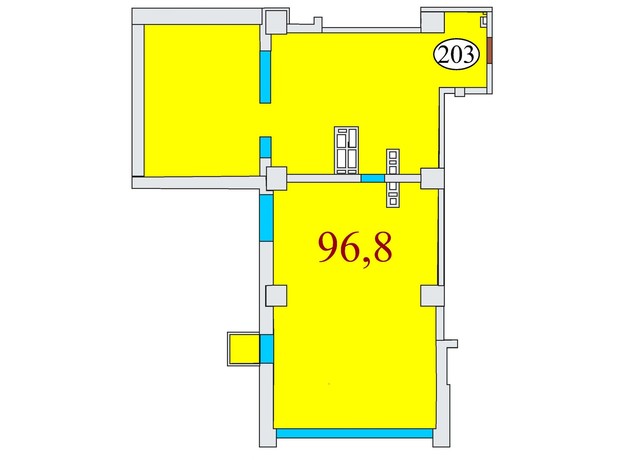 ЖК Баку: планировка 3-комнатной квартиры 96.8 м²