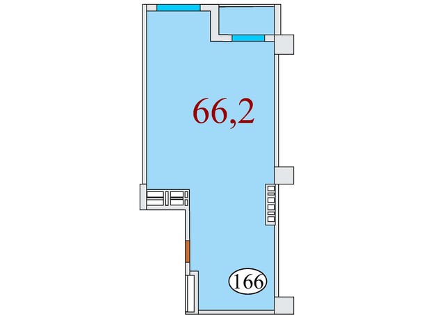 ЖК Баку: планування 2-кімнатної квартири 66.2 м²