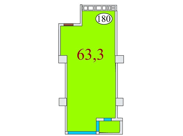 ЖК Баку: планування 2-кімнатної квартири 63.3 м²