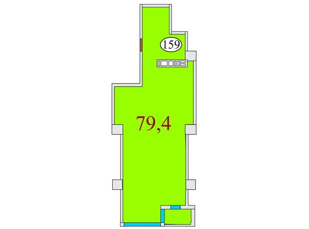 ЖК Баку: планировка 2-комнатной квартиры 79.4 м²