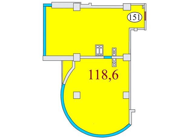 ЖК Баку: планировка 3-комнатной квартиры 118.6 м²