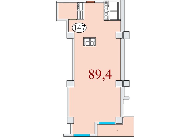 ЖК Баку: планировка 3-комнатной квартиры 89.4 м²