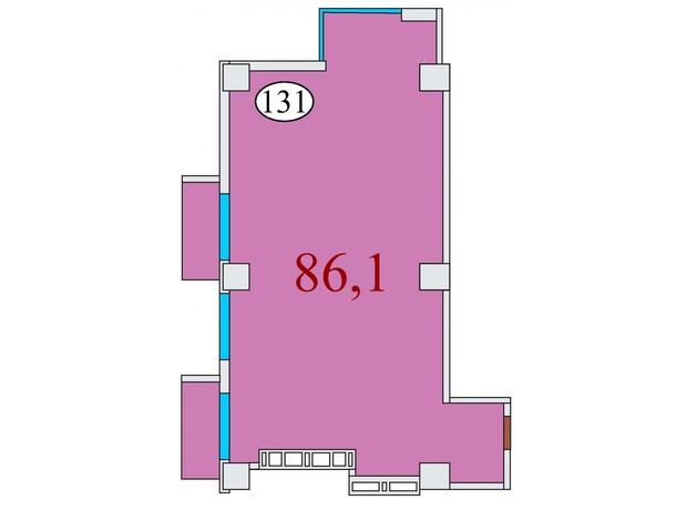 ЖК Баку: планировка 2-комнатной квартиры 86.1 м²