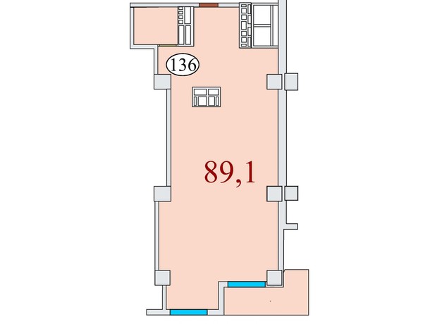 ЖК Баку: планировка 3-комнатной квартиры 89.1 м²