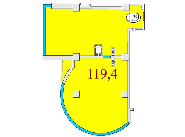 ЖК Баку: планировка 3-комнатной квартиры 119.4 м²