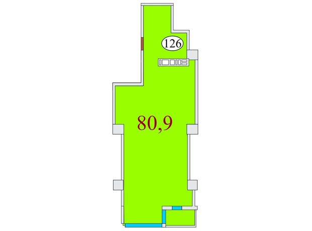 ЖК Баку: планировка 2-комнатной квартиры 80.9 м²