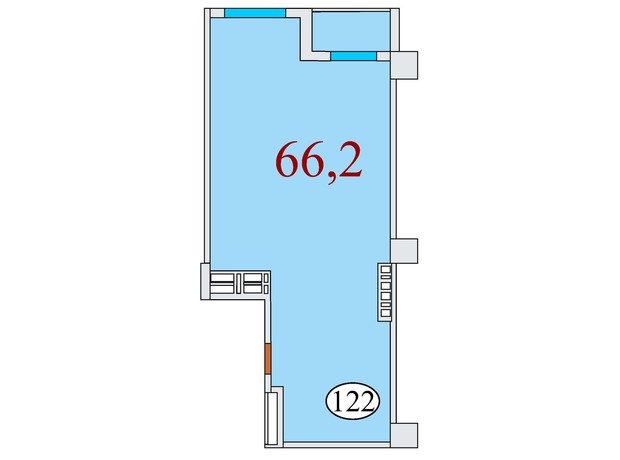ЖК Баку: планировка 2-комнатной квартиры 66.2 м²