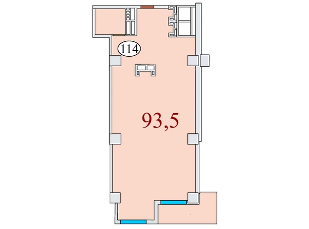 ЖК Баку: планировка 3-комнатной квартиры 93.5 м²