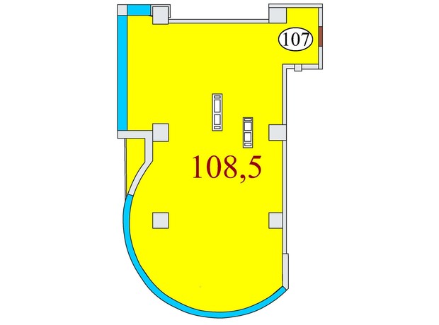 ЖК Баку: планування 3-кімнатної квартири 108.5 м²