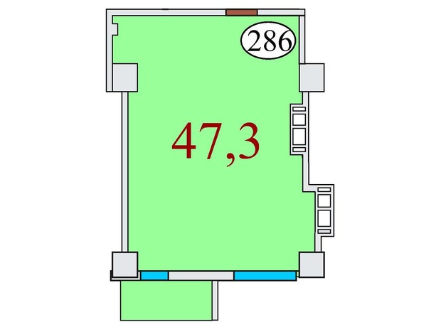 ЖК Баку: планировка 1-комнатной квартиры 47.3 м²