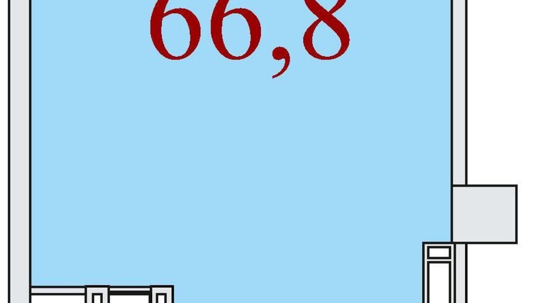 Планировка 1-комнатной квартиры в ЖК Баку 66.8 м², фото 624711