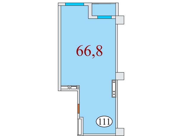 ЖК Баку: планировка 1-комнатной квартиры 66.8 м²