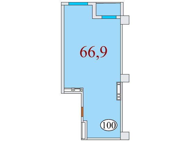 ЖК Баку: планування 2-кімнатної квартири 66.9 м²