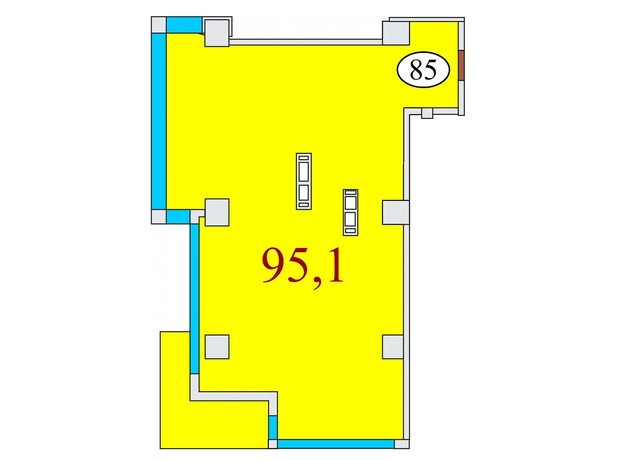 ЖК Баку: планировка 3-комнатной квартиры 95.1 м²