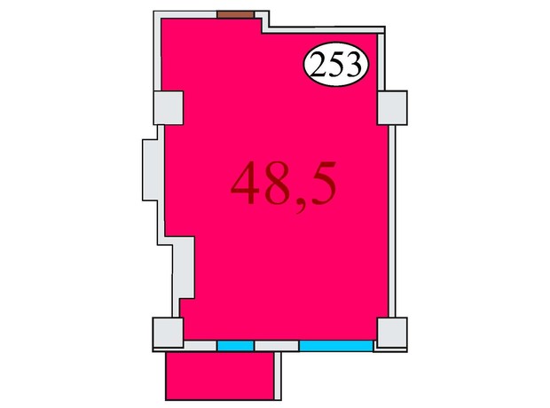 ЖК Баку: планування 1-кімнатної квартири 48.5 м²