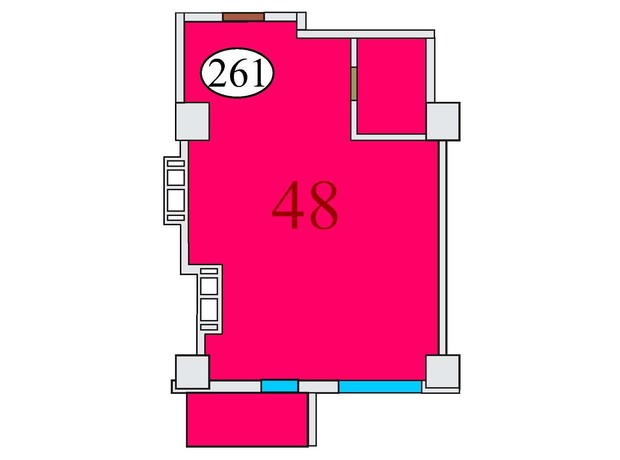 ЖК Баку: планировка 1-комнатной квартиры 48 м²