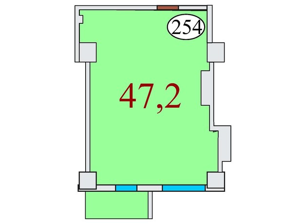 ЖК Баку: планування 1-кімнатної квартири 47.2 м²