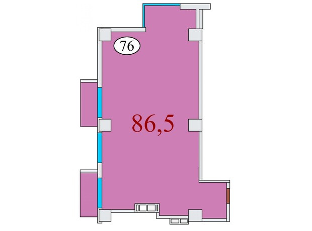 ЖК Баку: планування 2-кімнатної квартири 86.5 м²