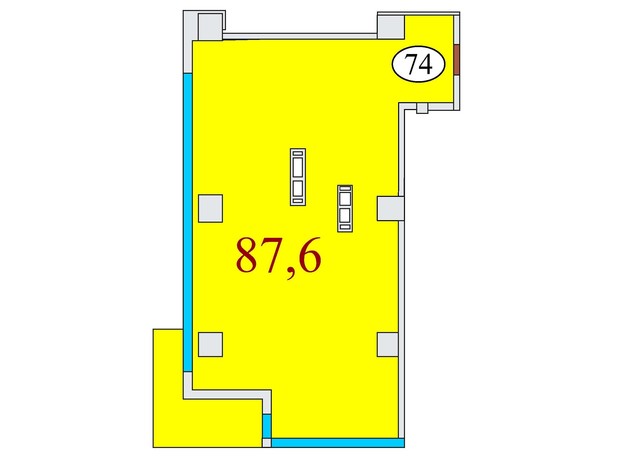 ЖК Баку: планування 2-кімнатної квартири 87.6 м²