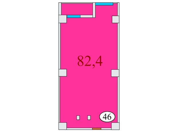 ЖК Баку: планировка 1-комнатной квартиры 82.4 м²