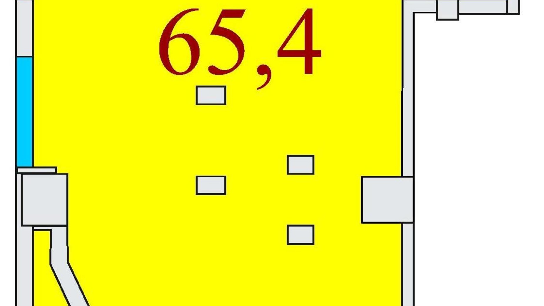 Планировка 1-комнатной квартиры в ЖК Баку 65.4 м², фото 624743