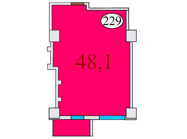 ЖК Баку: планировка 1-комнатной квартиры 48.1 м²