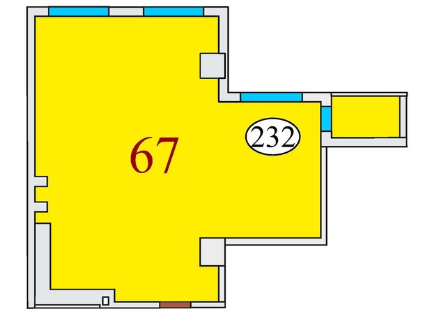 ЖК Баку: планування 2-кімнатної квартири 67 м²