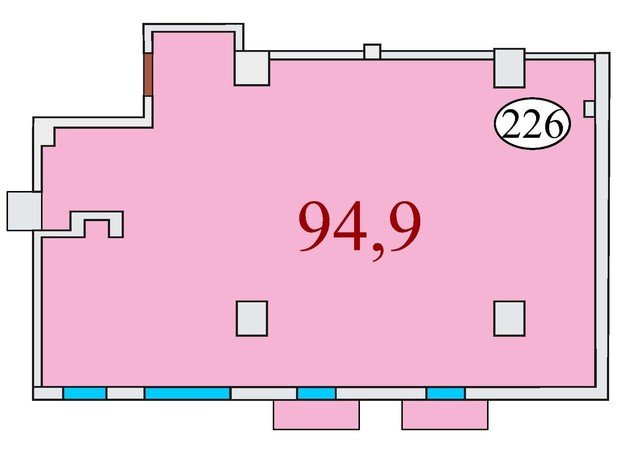 ЖК Баку: планировка 3-комнатной квартиры 94.9 м²