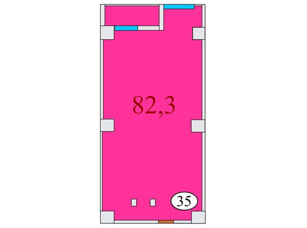 ЖК Баку: планування 2-кімнатної квартири 82.3 м²