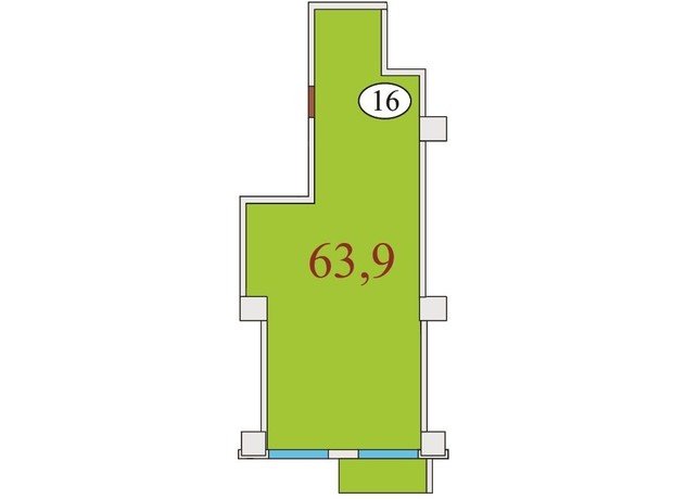 ЖК Баку: планування 1-кімнатної квартири 63.9 м²