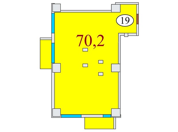 ЖК Баку: планировка 2-комнатной квартиры 70.2 м²