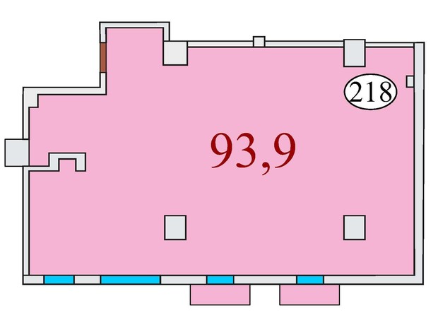 ЖК Баку: планировка 3-комнатной квартиры 93.9 м²