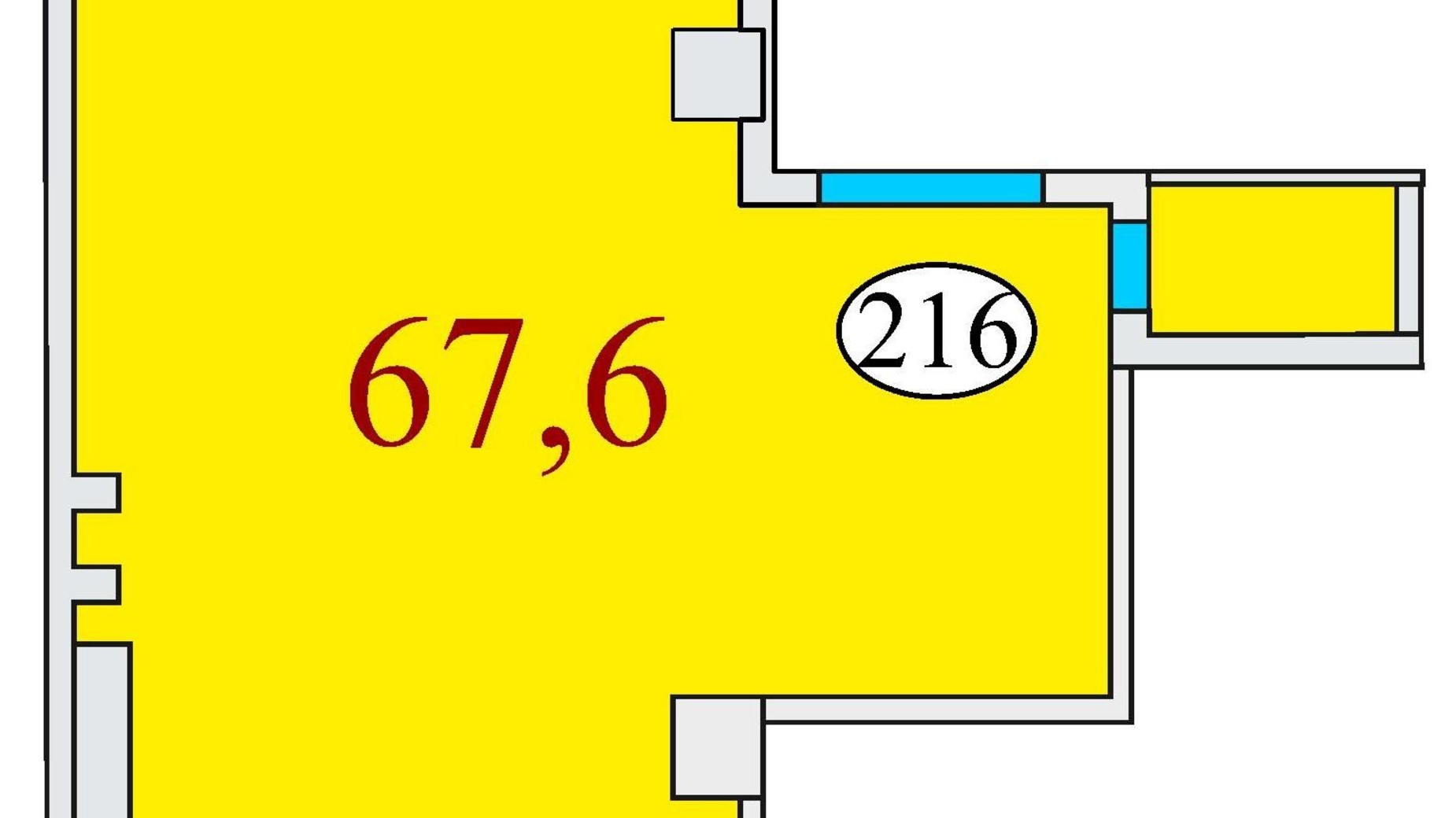 Планировка 1-комнатной квартиры в ЖК Баку 67.6 м², фото 624763