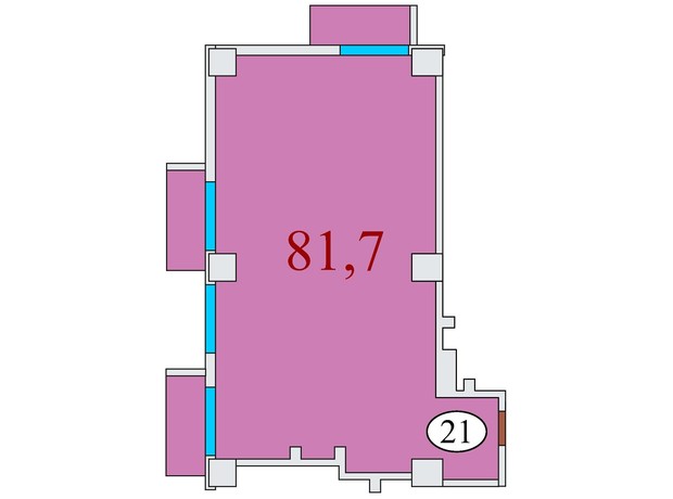 ЖК Баку: планировка 2-комнатной квартиры 81.7 м²