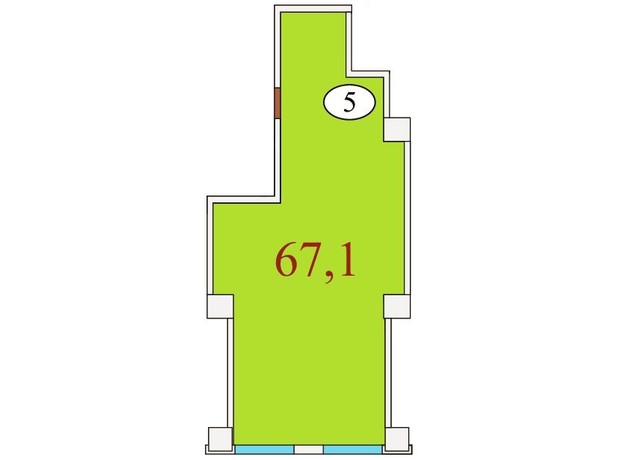 ЖК Баку: планування 1-кімнатної квартири 67.1 м²