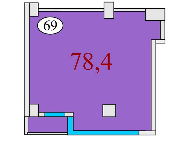 ЖК Баку: планування 2-кімнатної квартири 78.4 м²