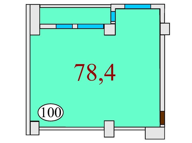 ЖК Баку: планування 2-кімнатної квартири 78.4 м²