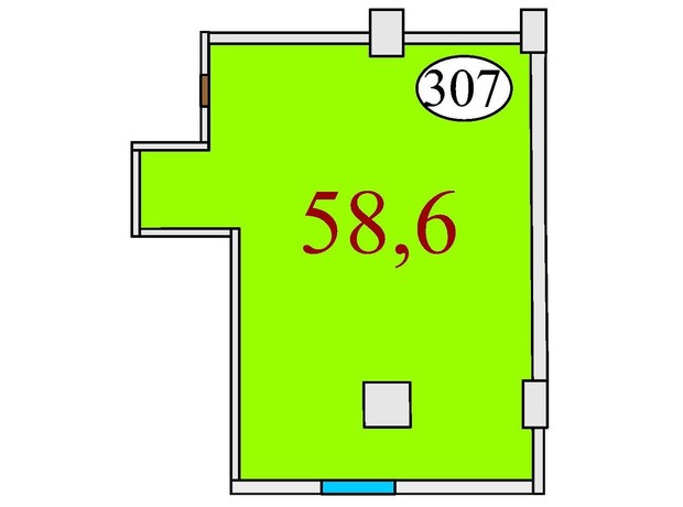 ЖК Баку: планування 2-кімнатної квартири 58.6 м²