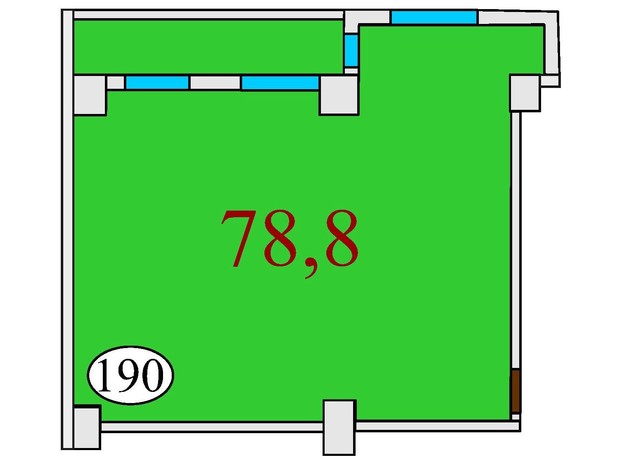 ЖК Баку: планировка 2-комнатной квартиры 78.8 м²