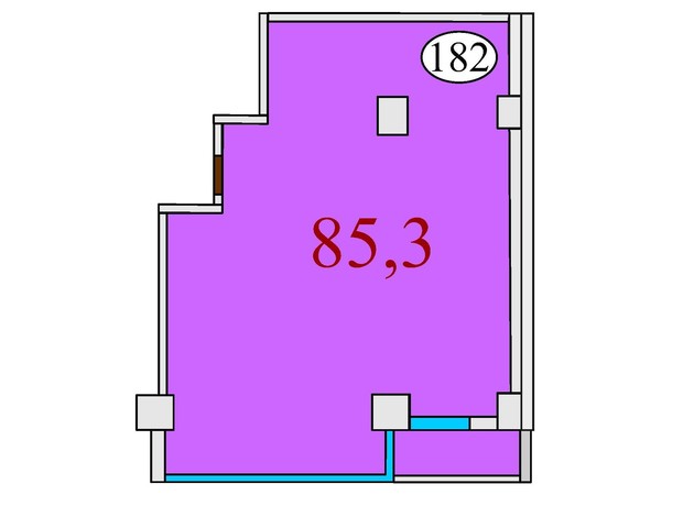 ЖК Баку: планировка 2-комнатной квартиры 85.3 м²